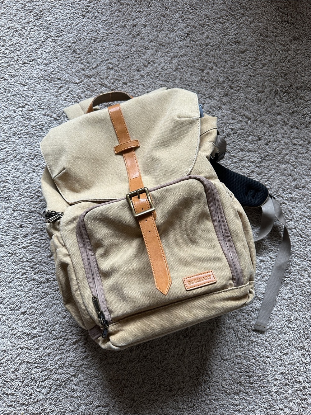 Bagsmart Camera Canvas Backpack - Beige